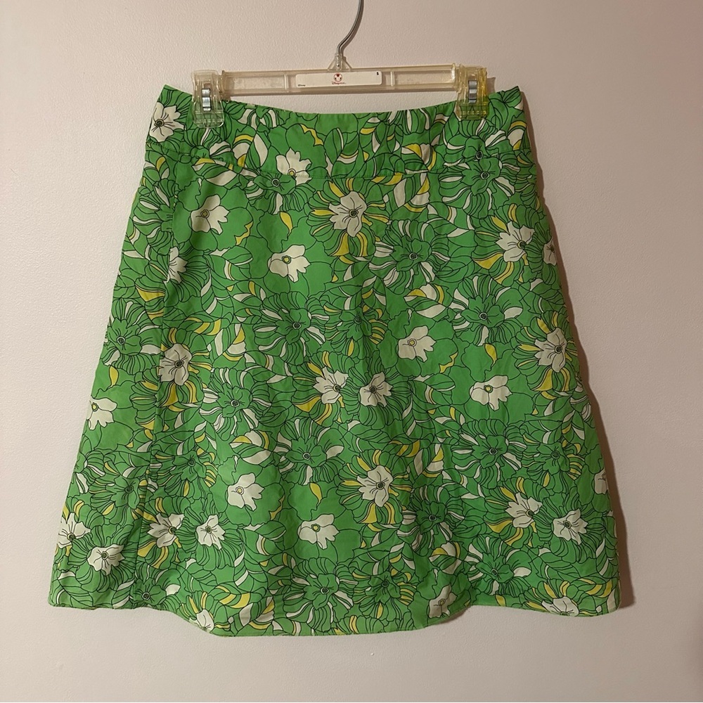 Express Green Floral A-Line Skirt‎
